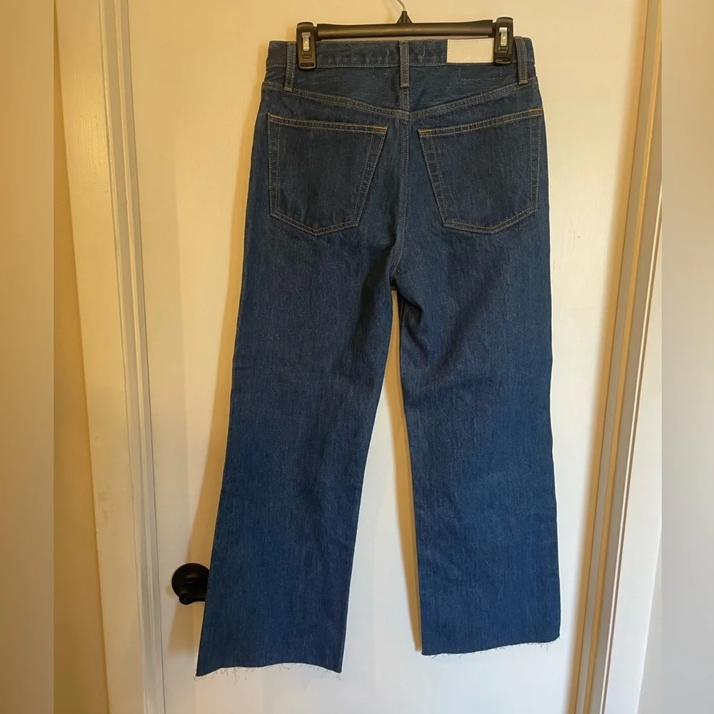 NWOT Re/done high waist wide leg raw hem cropped jeans - Picture 4 of 7